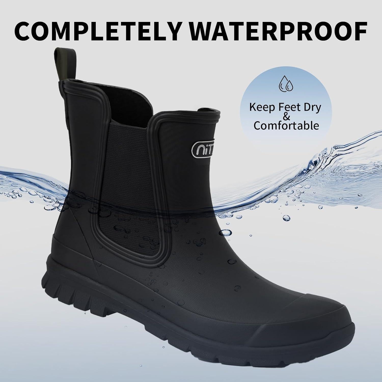 Botas de lluvia cortas NITTI para mujer, impermeables y antideslizantes