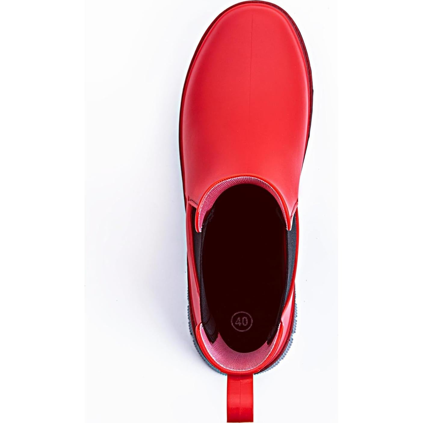 Botas de lluvia cortas para mujer Chelsea impermeables rojas