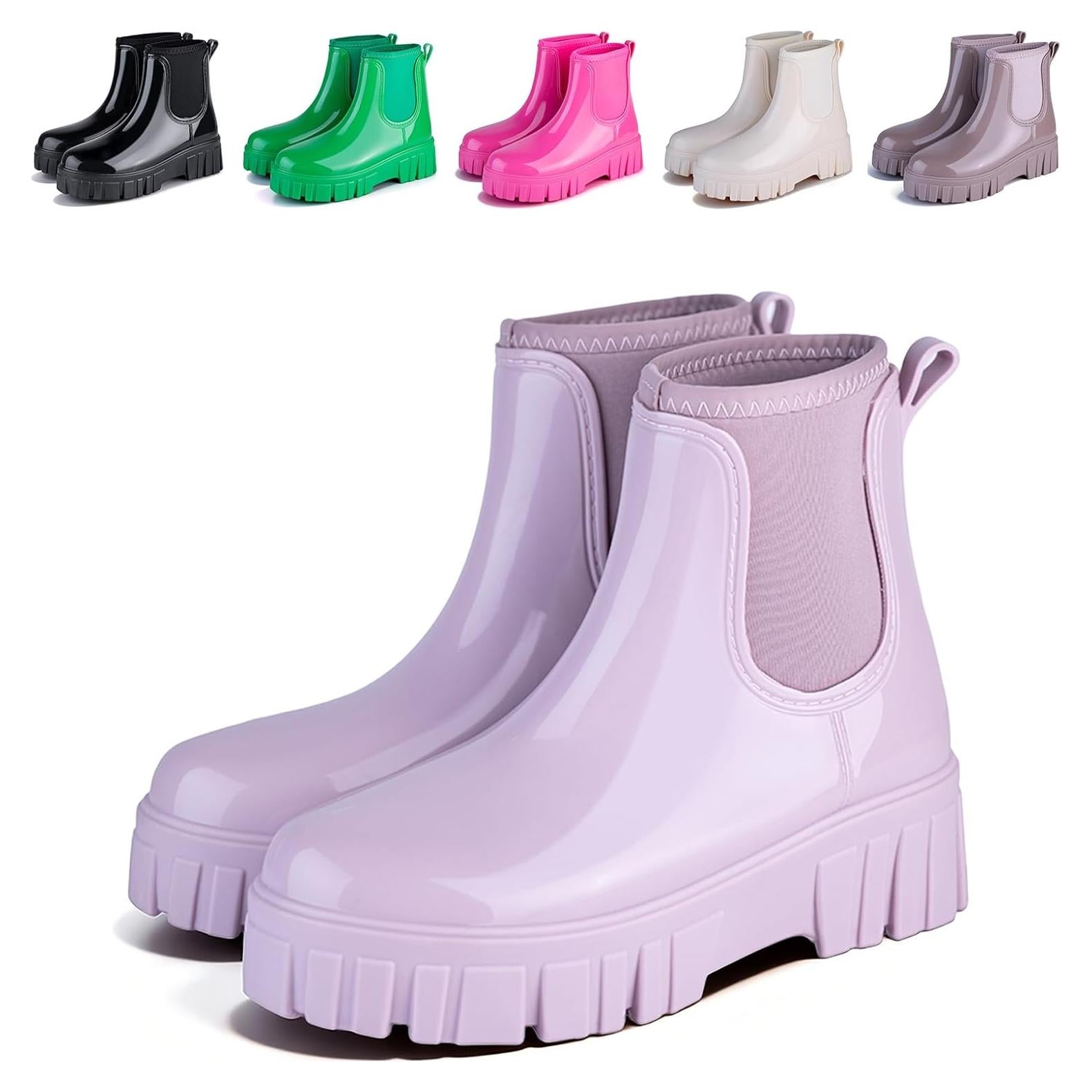 Botas de Lluvia para Mujeres Goma Antideslizantes Rosa 38.5