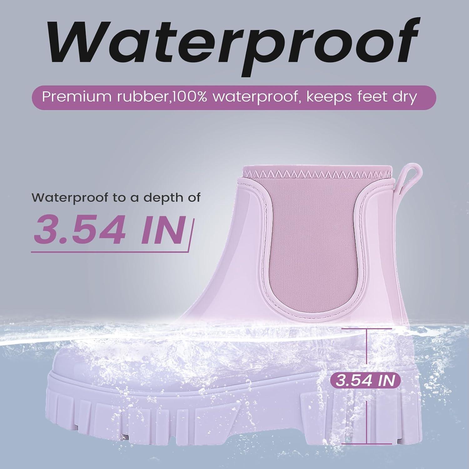 Botas de Lluvia para Mujeres Goma Antideslizantes Rosa 38.5