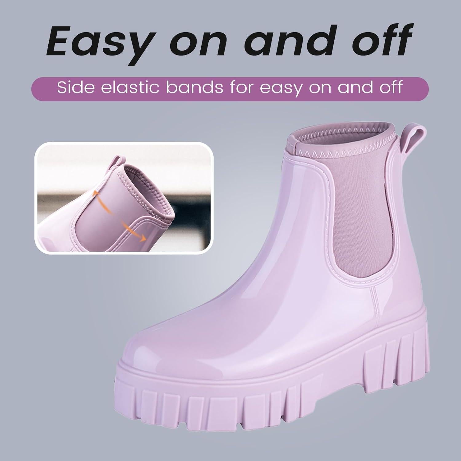 Botas de Lluvia para Mujeres Goma Antideslizantes Rosa 38.5