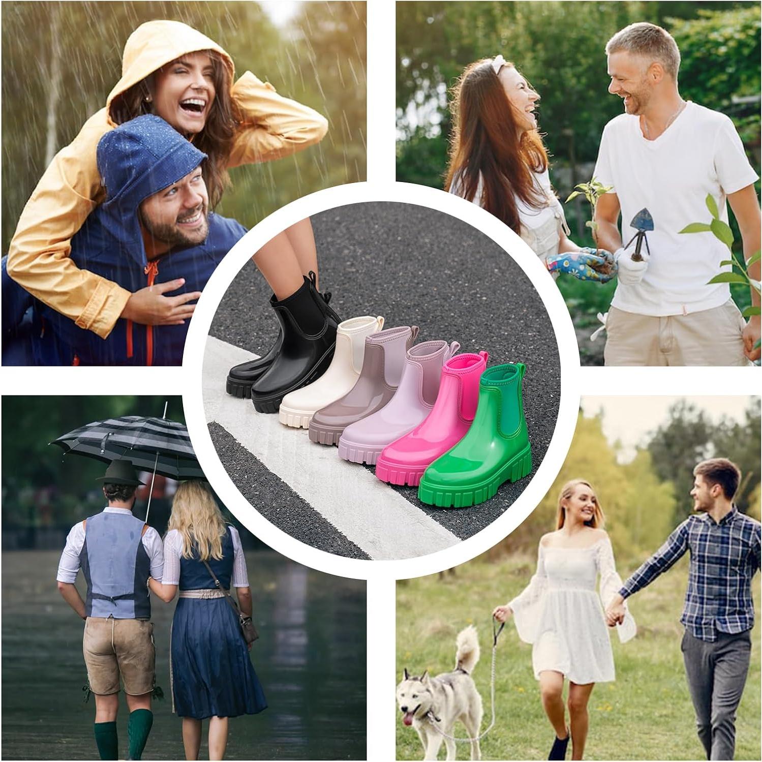 Botas de Lluvia para Mujeres Goma Antideslizantes Rosa 38.5