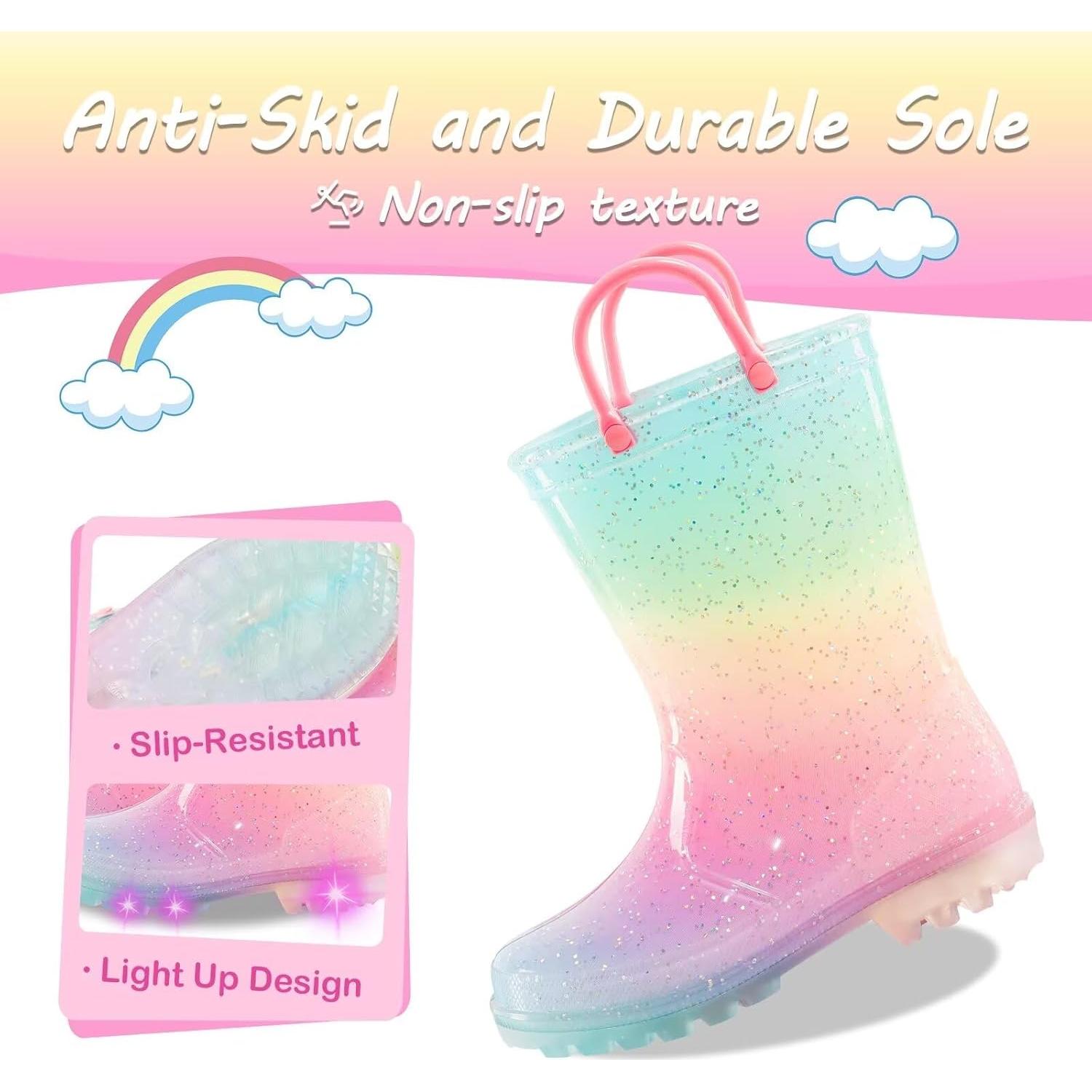 Botas de Lluvia Impermeables Niños Grande Gradiente Rosa