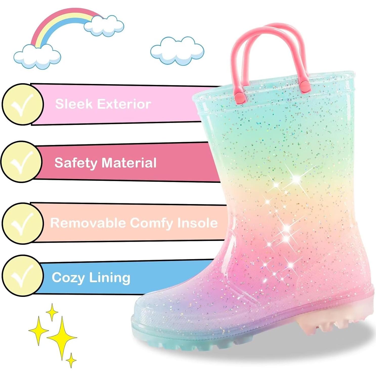 Botas de Lluvia Impermeables Niños Grande Gradiente Rosa