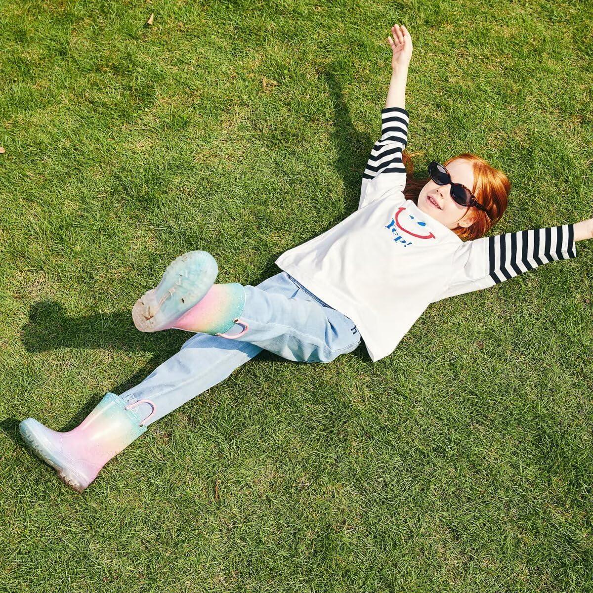 Botas de Lluvia Impermeables Niños Grande Gradiente Rosa