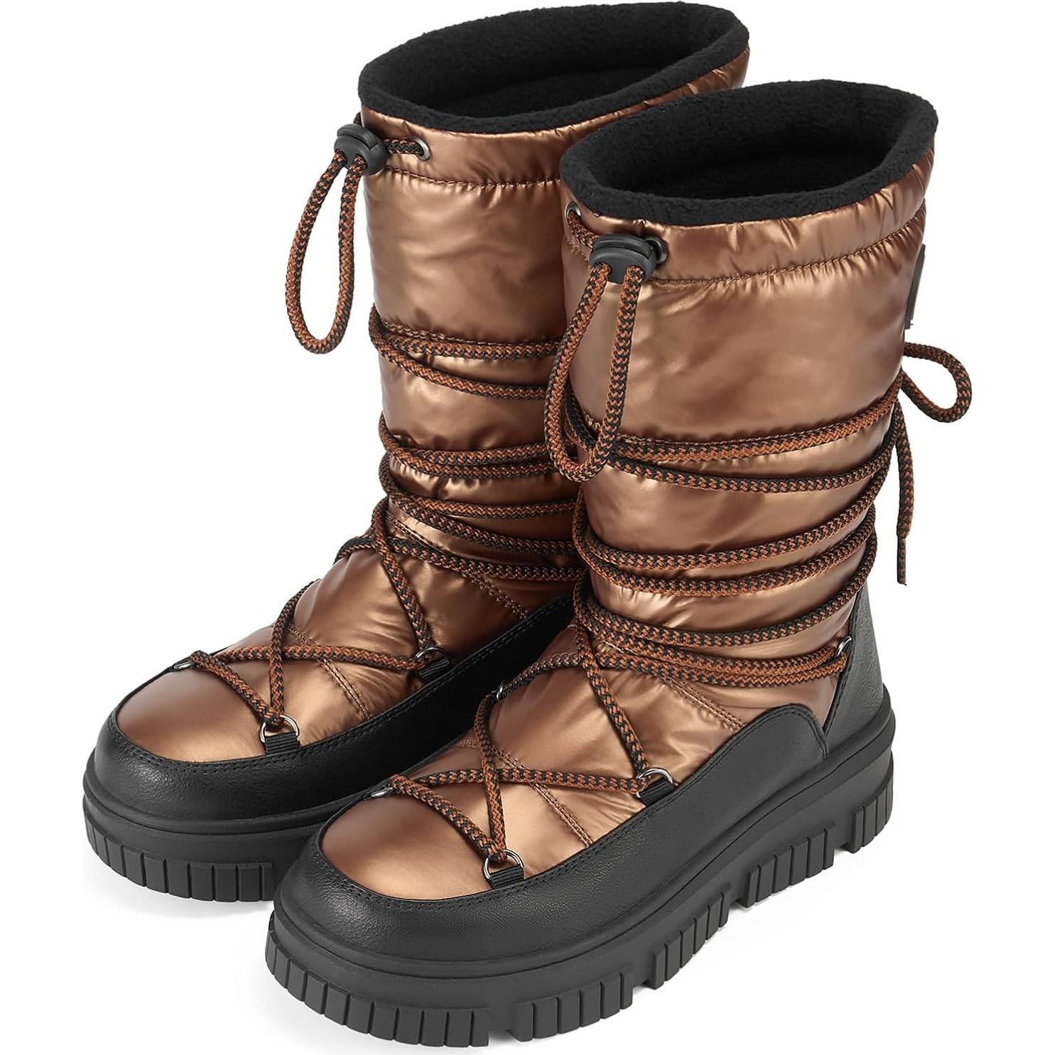 Botas de Nieve HISEA para Mujeres Impermeables Marrón T.8