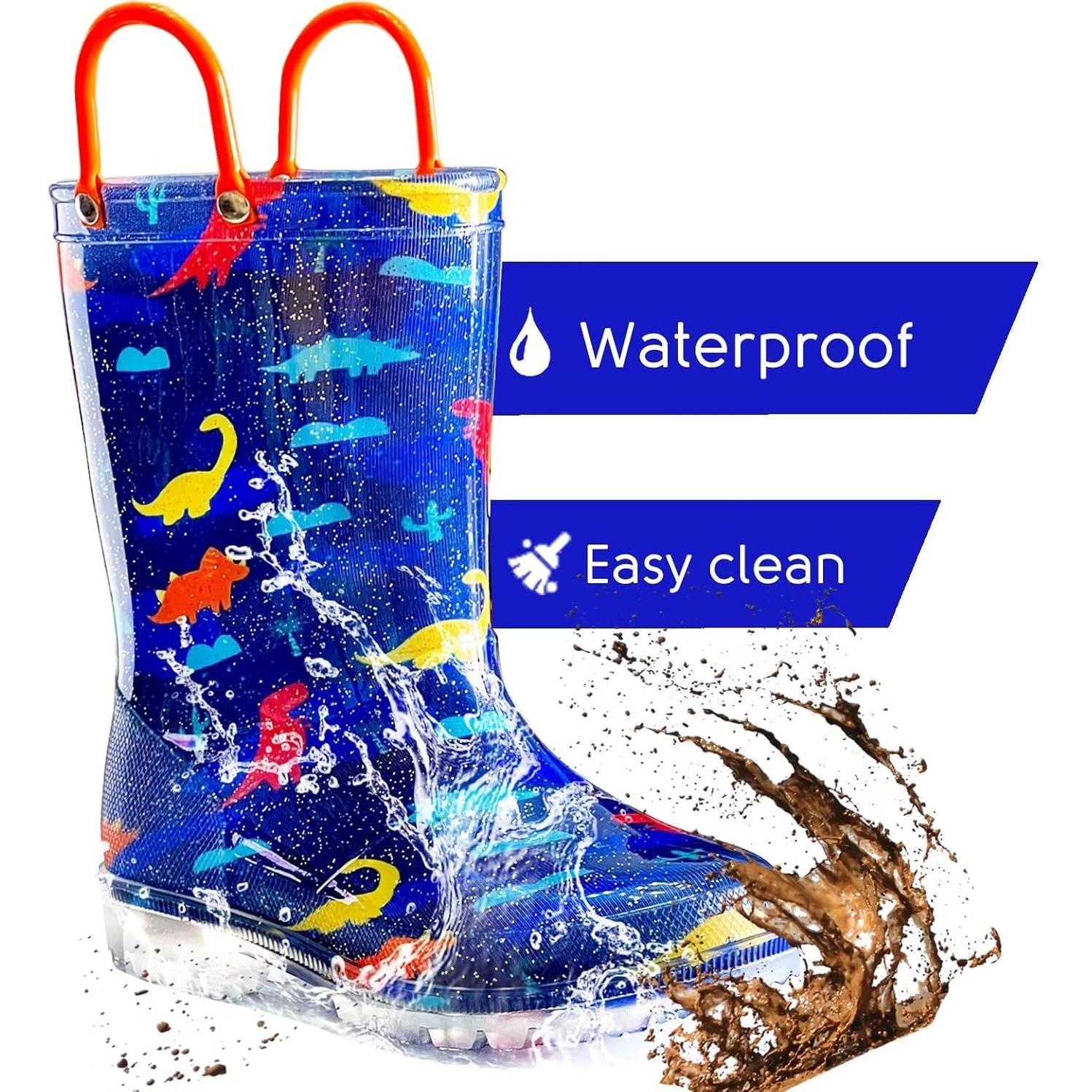 Botas de Lluvia Iluminadas para Niños Dinosaurio Marino