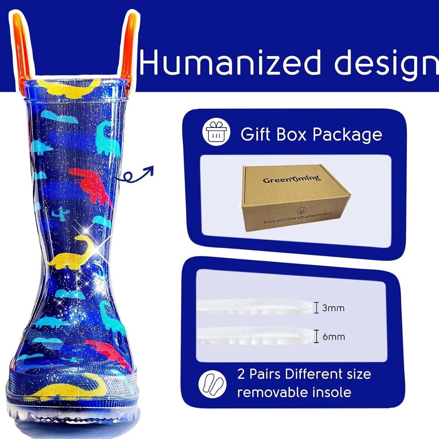 Botas de Lluvia Iluminadas para Niños Dinosaurio Marino