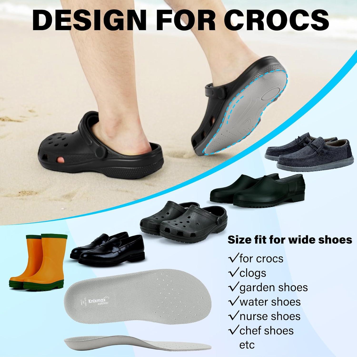 Plantillas Ultra Delgadas Knixmax para Crocs Gris Talla 41-42