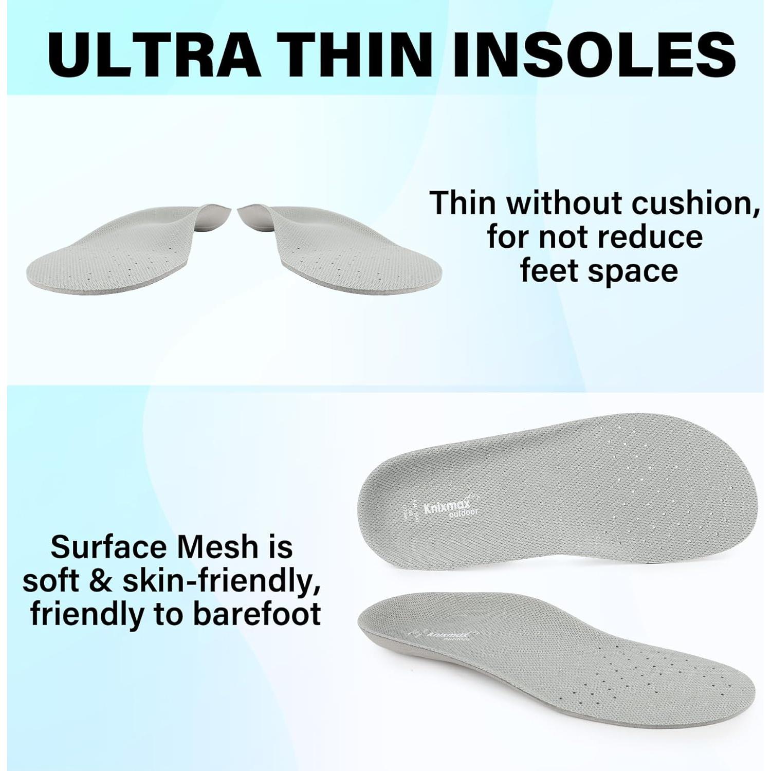 Plantillas Ultra Delgadas Knixmax para Crocs Gris Talla 41-42