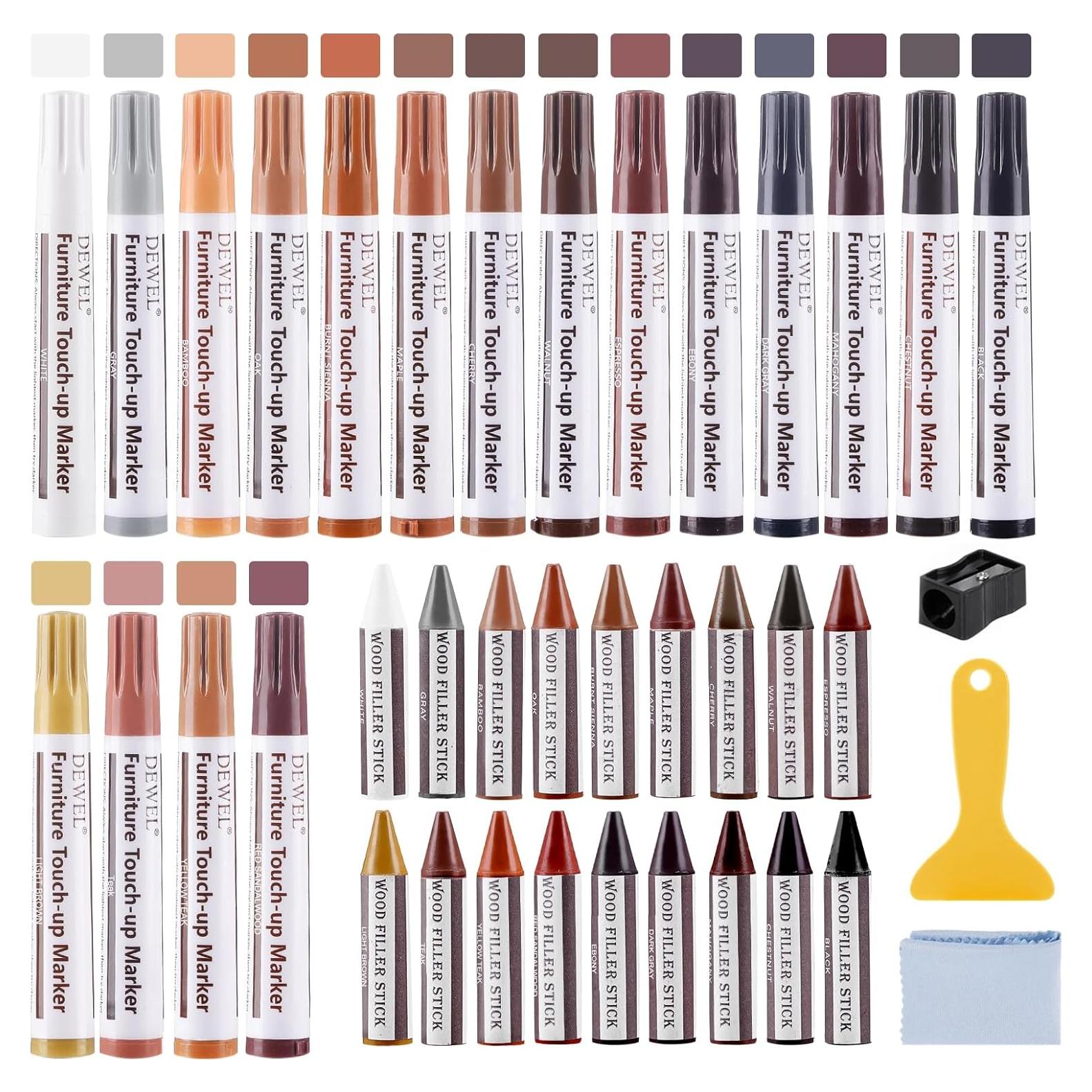 Kit de Reparación de Madera DEWEL 39 Piezas 18 Colores