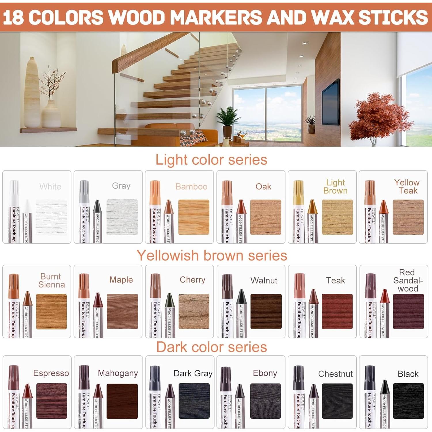 Kit de Reparación de Madera DEWEL 39 Piezas 18 Colores