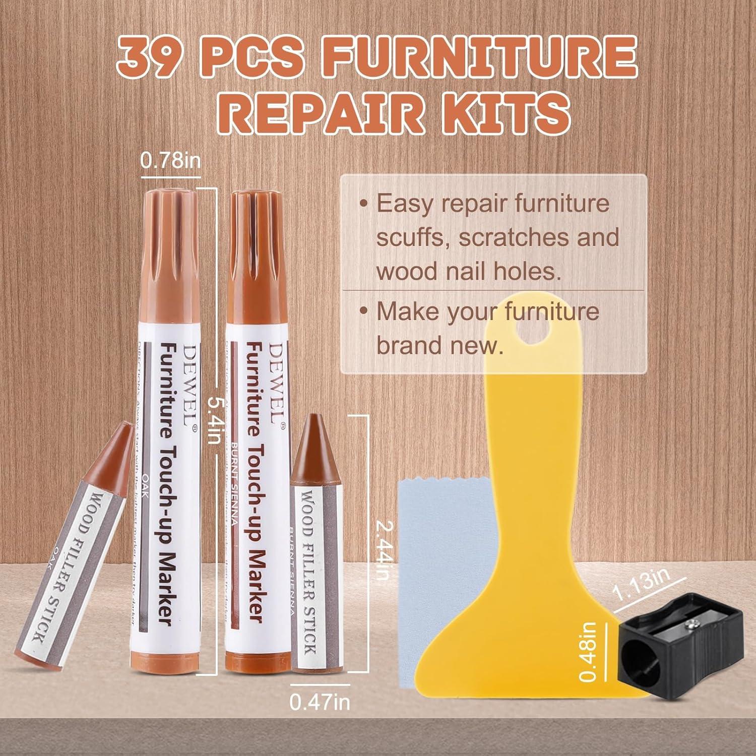 Kit de Reparación de Madera DEWEL 39 Piezas 18 Colores