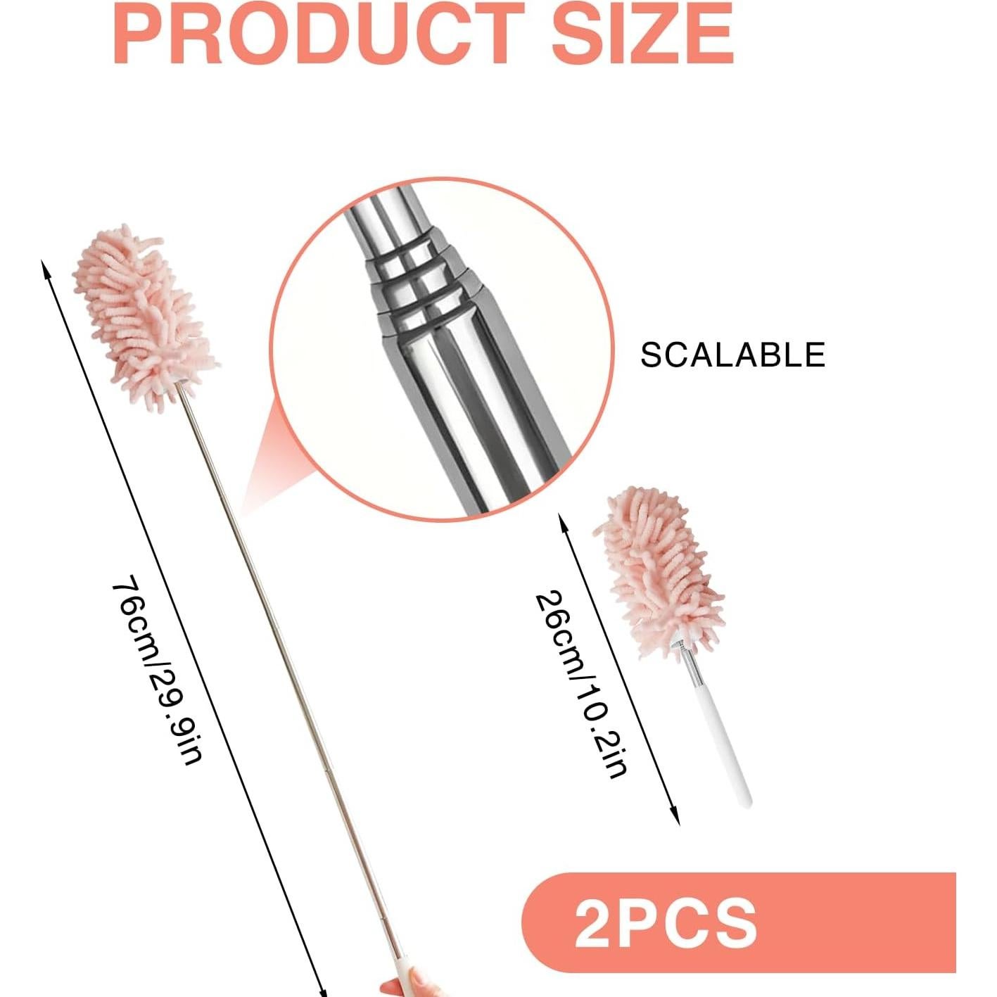 Duster Mini Rosa Retráctil GEDEUBAN - 2 Piezas, 30-76 cm