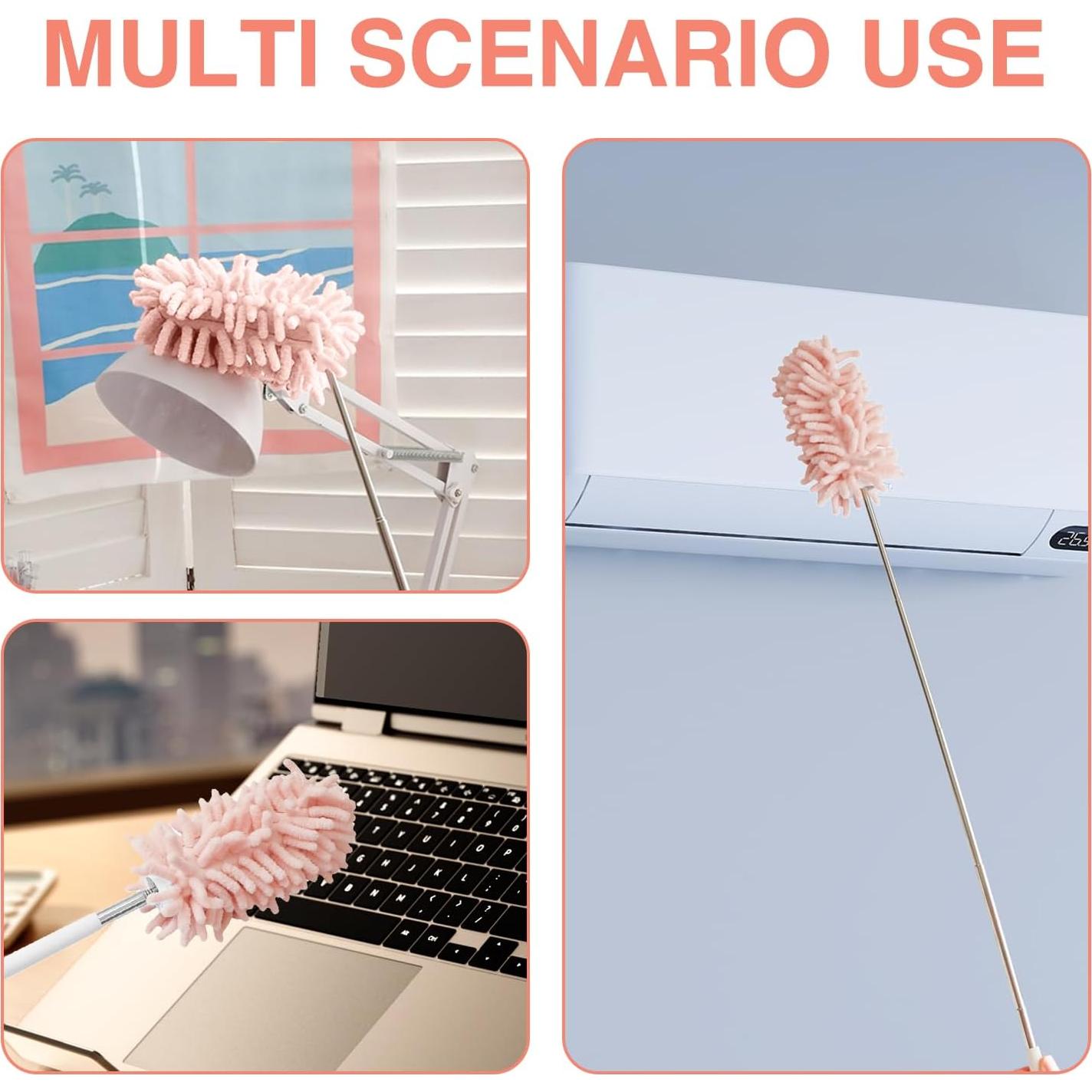 Duster Mini Rosa Retráctil GEDEUBAN - 2 Piezas, 30-76 cm