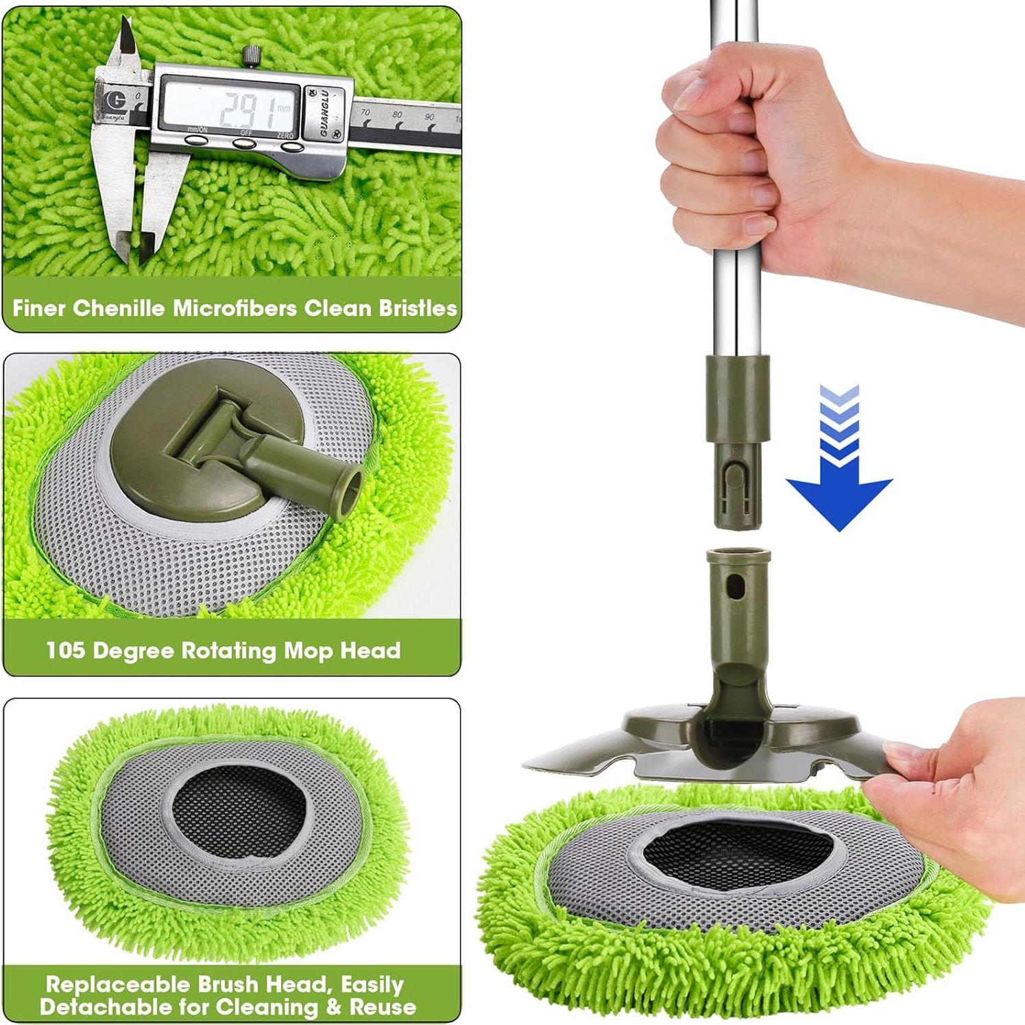 Mop de Pared Hompoem 71" Extensible Verde - Limpiador Multiusos