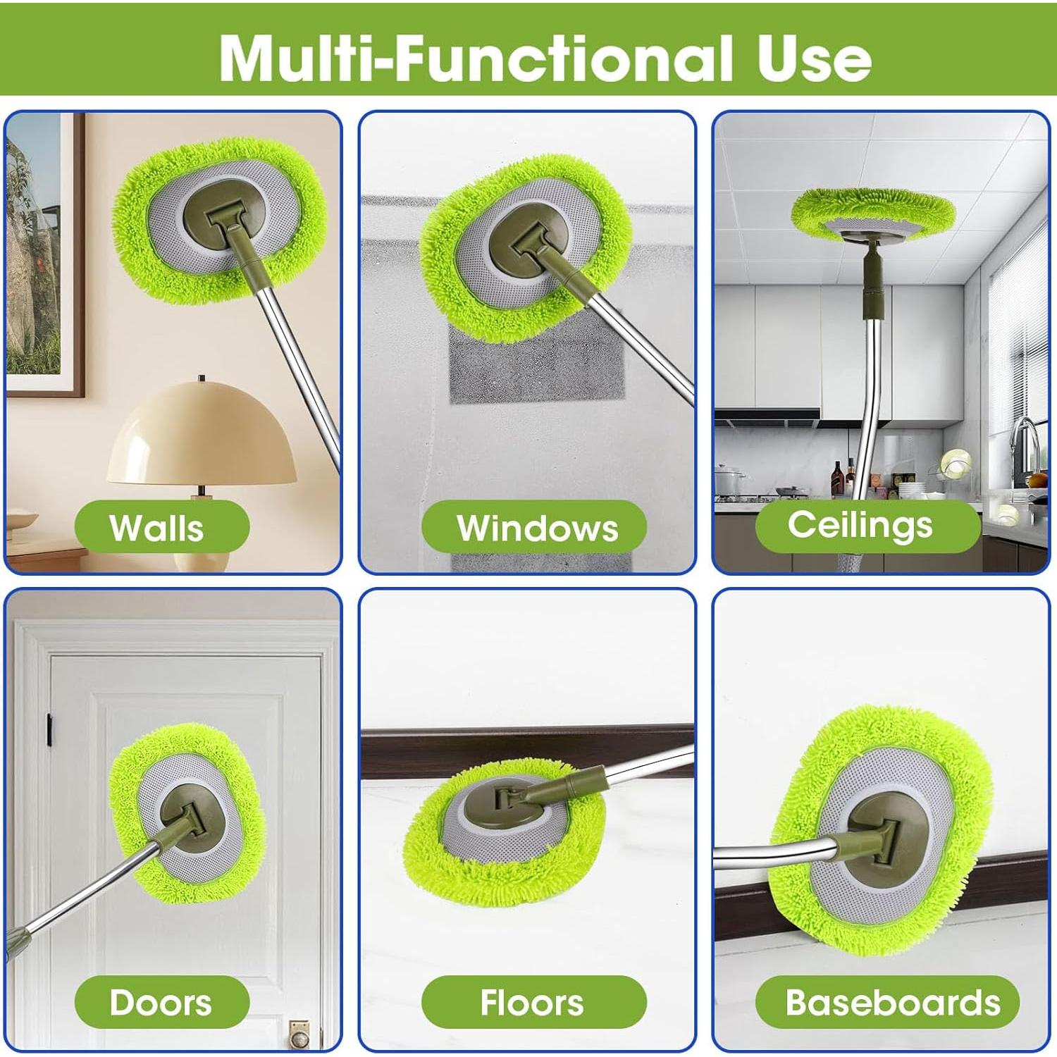 Mop de Pared Hompoem 71" Extensible Verde - Limpiador Multiusos
