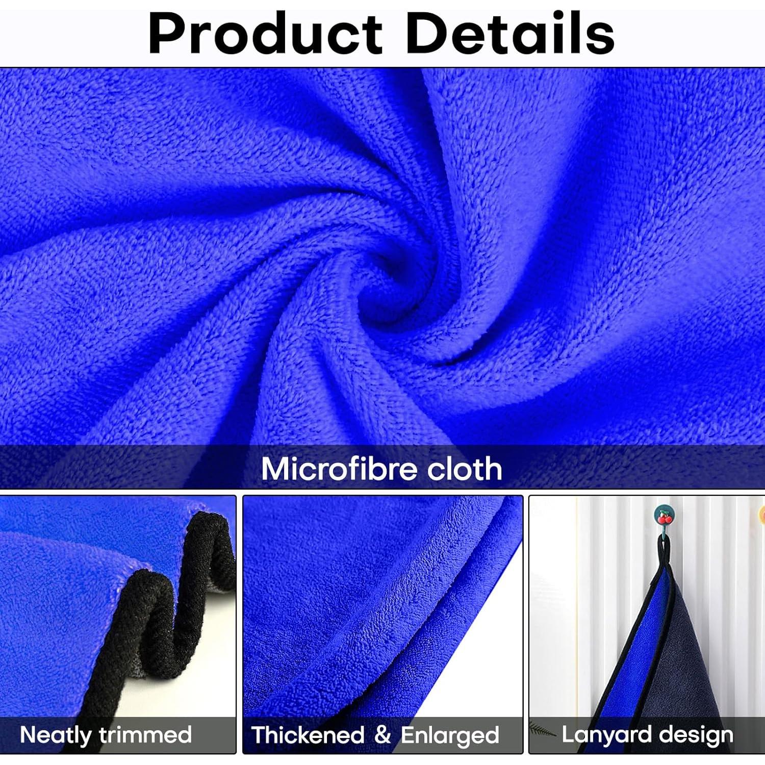 Toallas de Microfibra Hovom 3 Piezas 60x30cm Azul