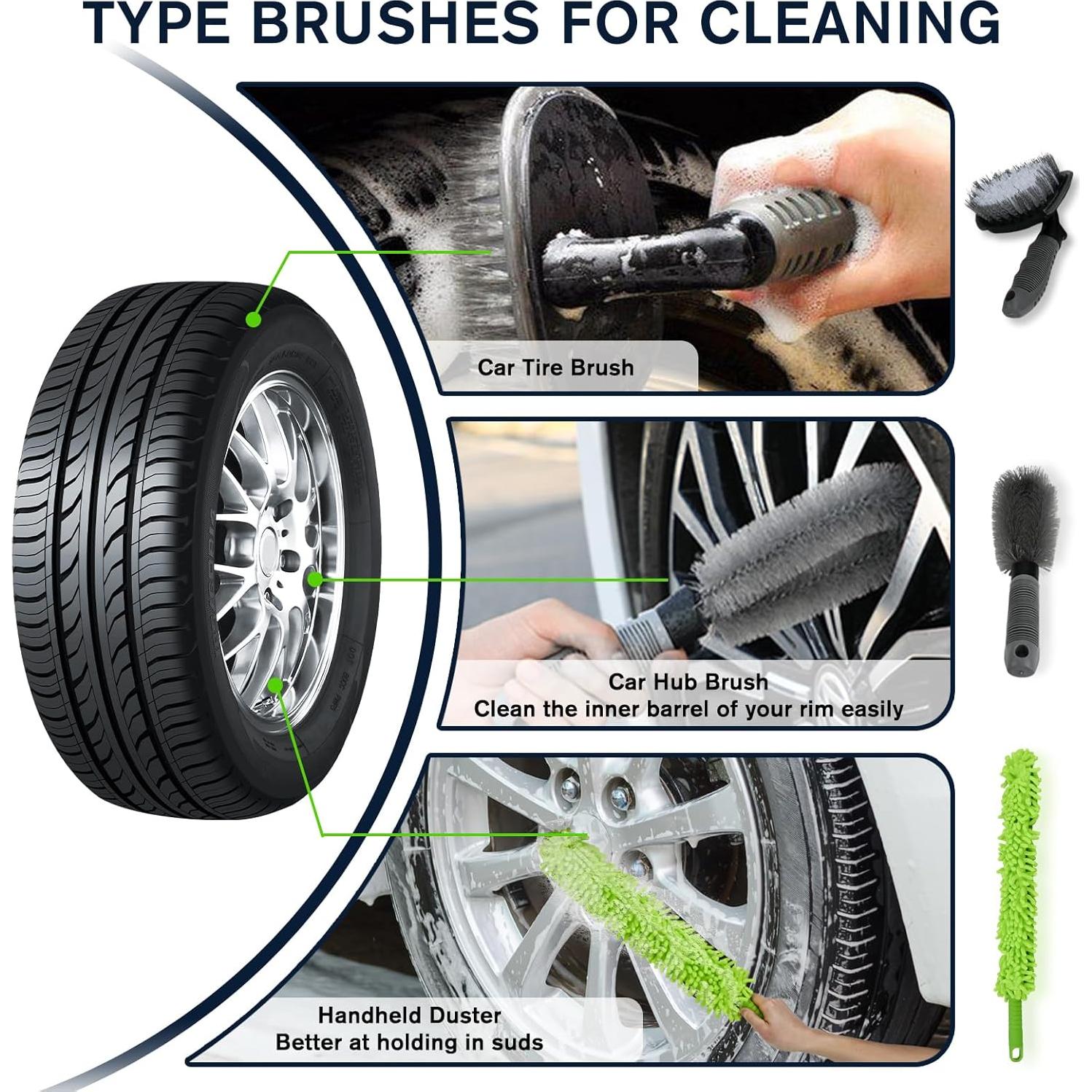 Kit de Cepillos de Detalle de Coche COVVY 62" (157 cm) Accesorios