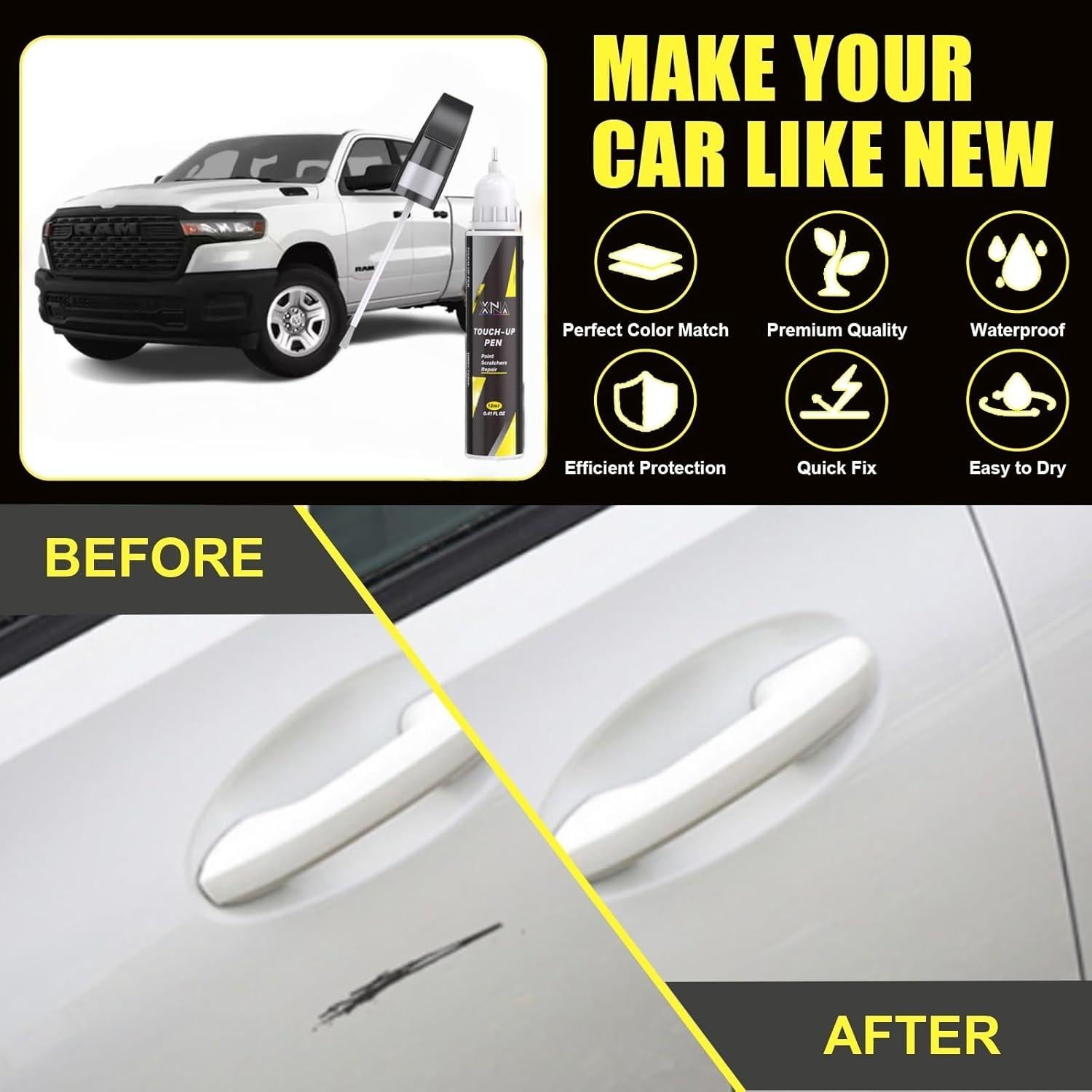 Pintura de Toque XNA Blanco Brillante PW7/GW7 para Dodge Ram