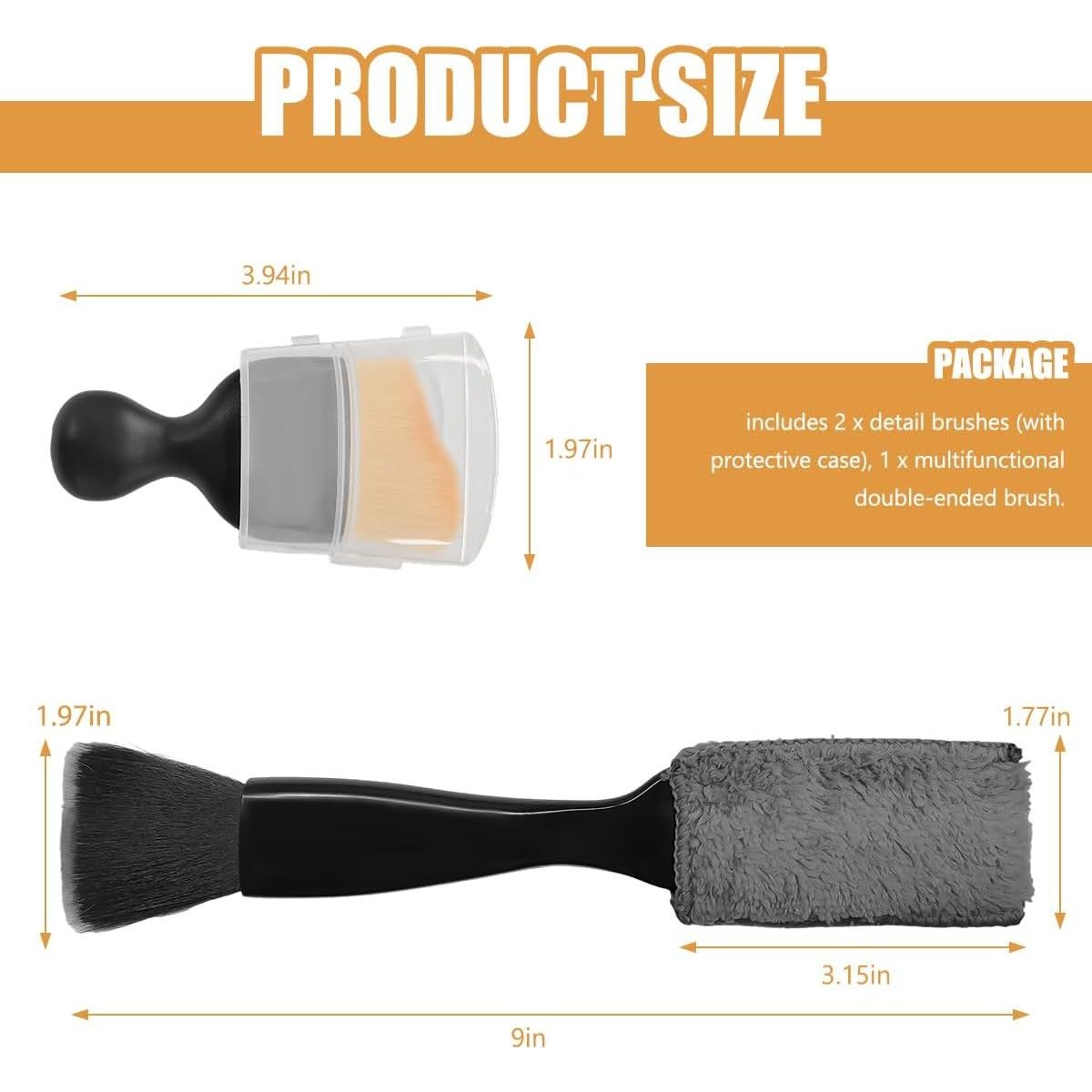 Juego de 3 Cepillos de Detalle MTRPS para Interiores de Autos