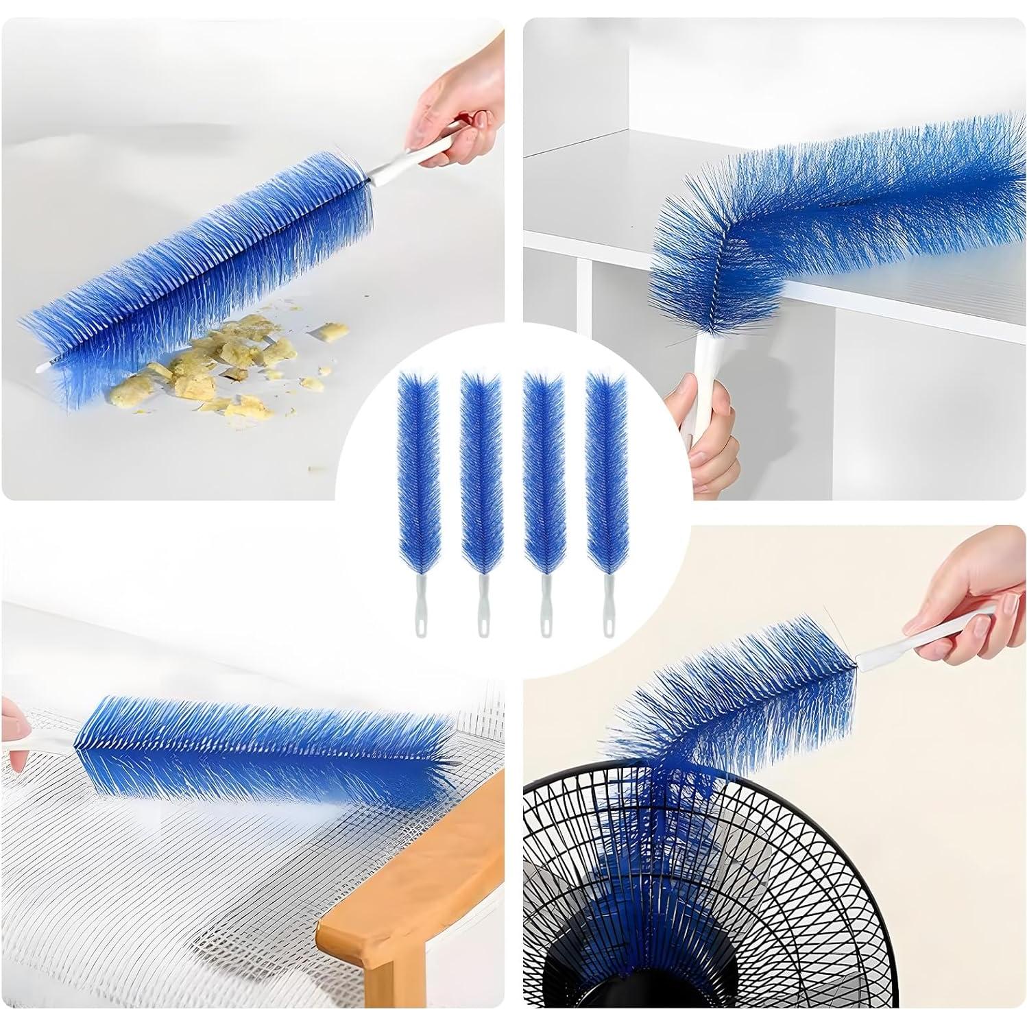 4 Cepillos Limpiadores de Ventilador RJLCTH Microfibra Azul