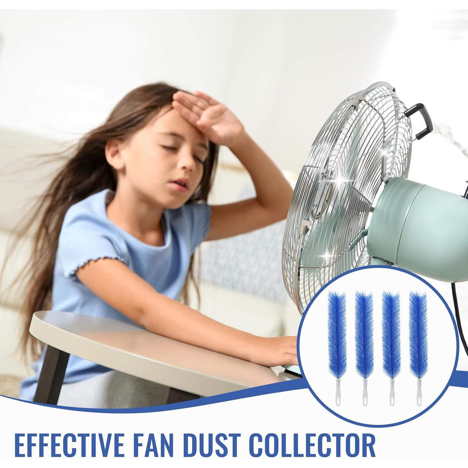 4 Cepillos Limpiadores de Ventilador RJLCTH Microfibra Azul