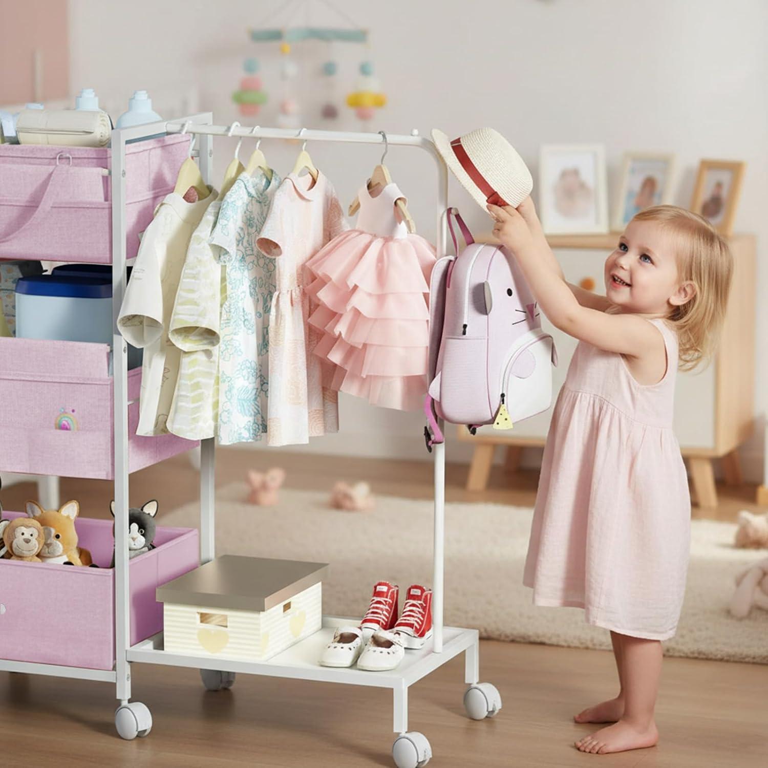 Carro Organizador de Pañales Orekemo Rosa 3 Niveles 84.8x30.5cm