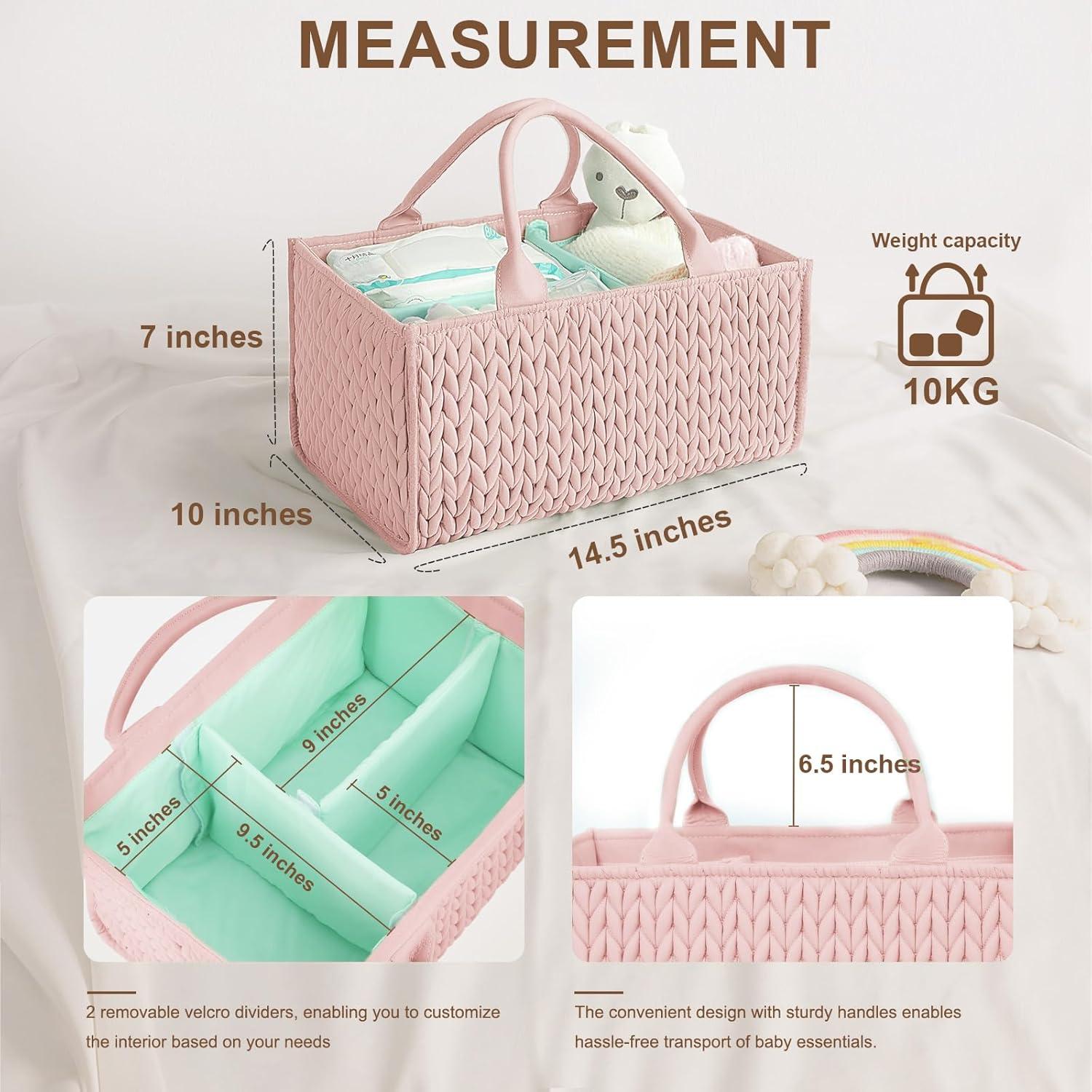 Organizador de Pañales MOMINSIDE Rosa Pálido, 37x25.4x17.8 cm