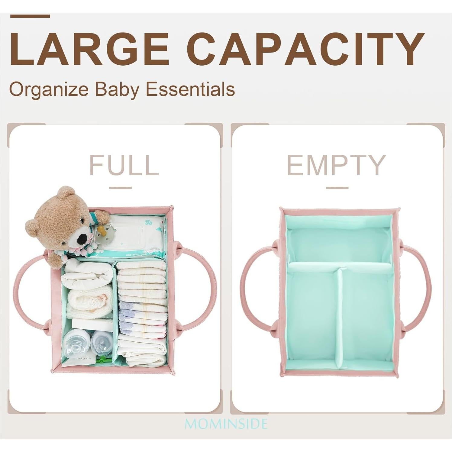 Organizador de Pañales MOMINSIDE Rosa Pálido, 37x25.4x17.8 cm