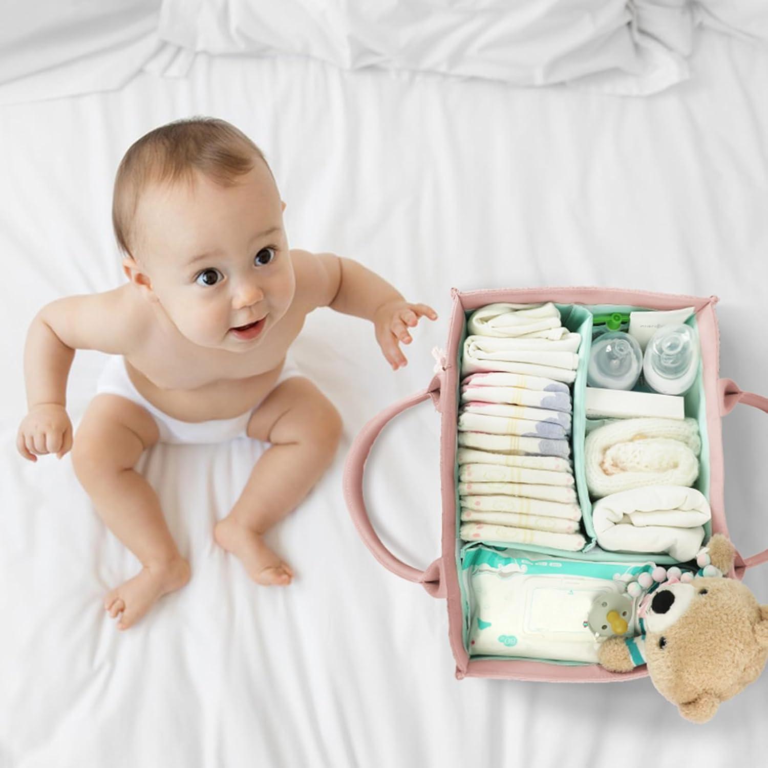 Organizador de Pañales MOMINSIDE Rosa Pálido, 37x25.4x17.8 cm