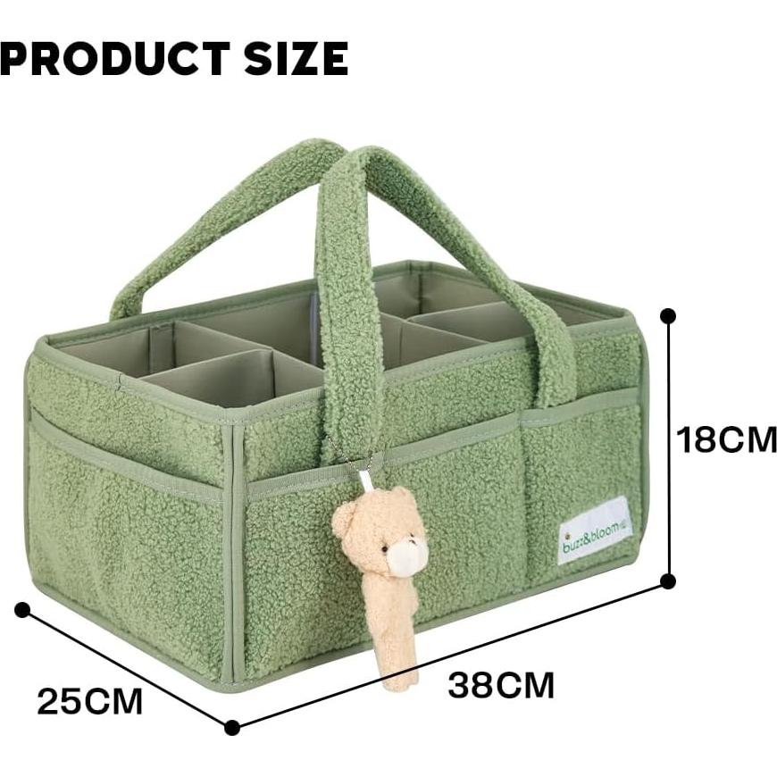 Organizador de Pañales Buzz&Bloom Teddy Sage, 5 Compartimentos