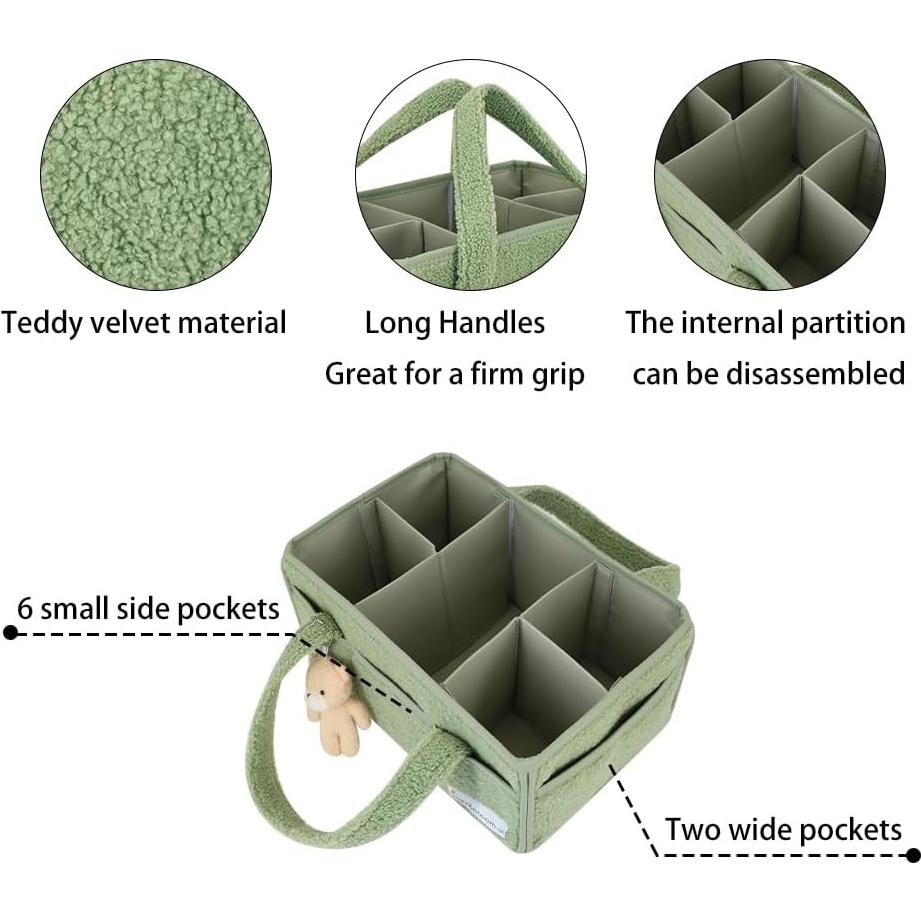 Organizador de Pañales Buzz&Bloom Teddy Sage, 5 Compartimentos