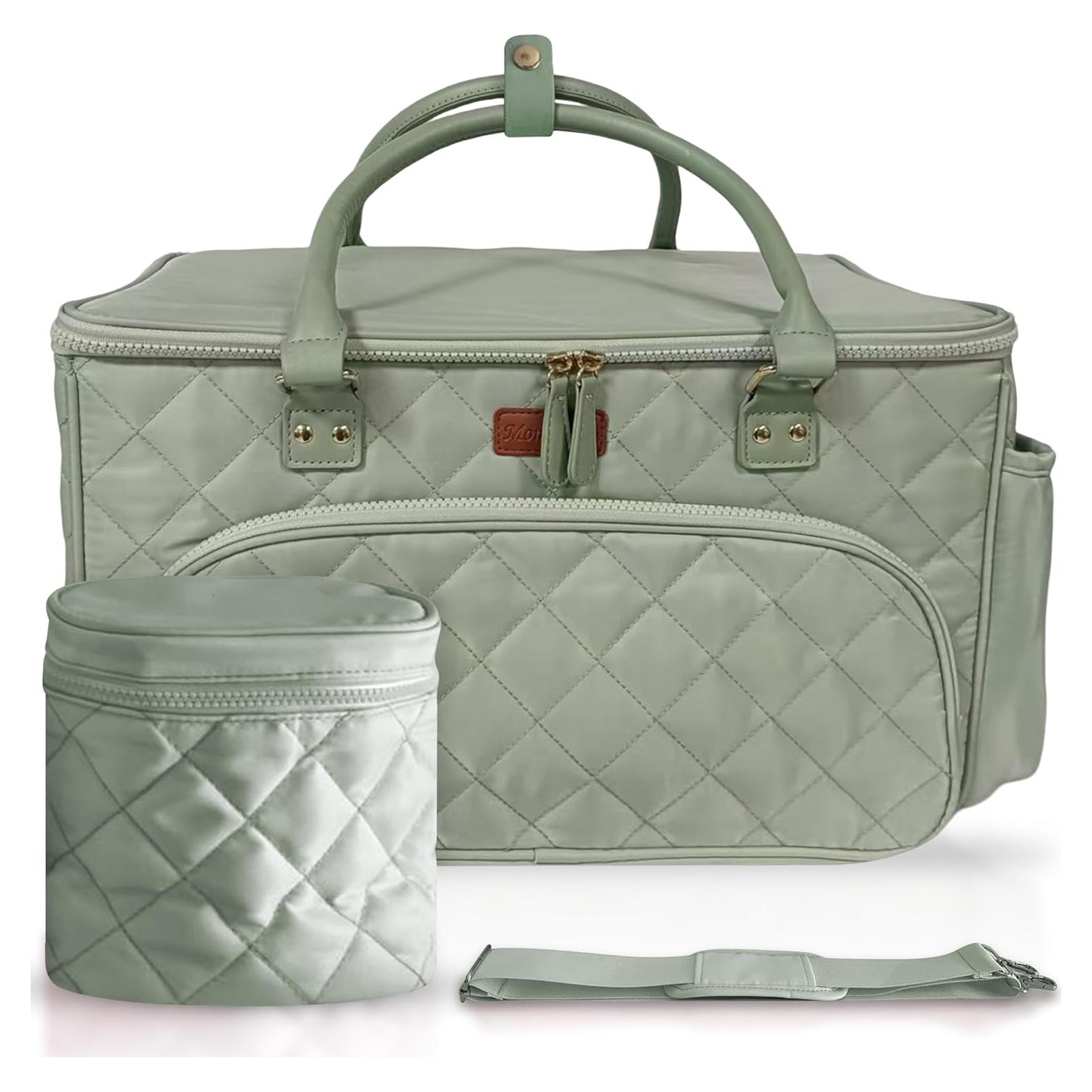 Bolsa de Pañales Tote Verde MCD001 con Divisores y Cremallera