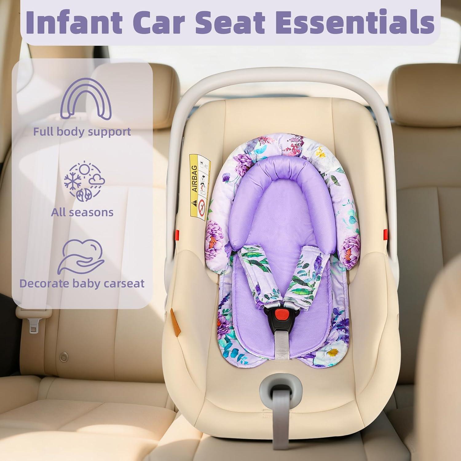 Inserto para Asiento de Auto Bebé CARUILI BW0070 Floral Púrpura