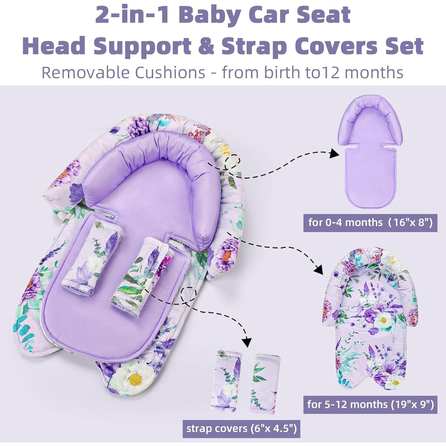 Inserto para Asiento de Auto Bebé CARUILI BW0070 Floral Púrpura