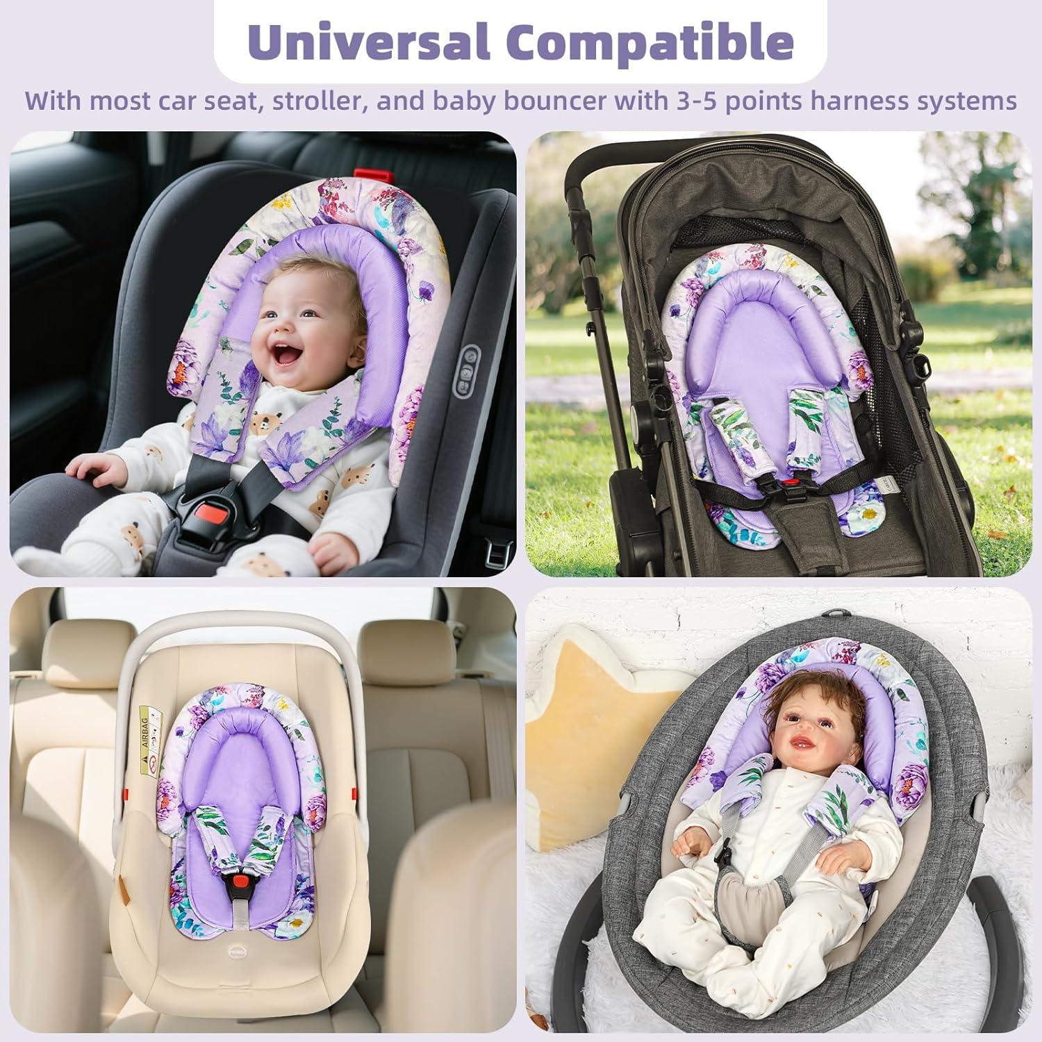 Inserto para Asiento de Auto Bebé CARUILI BW0070 Floral Púrpura