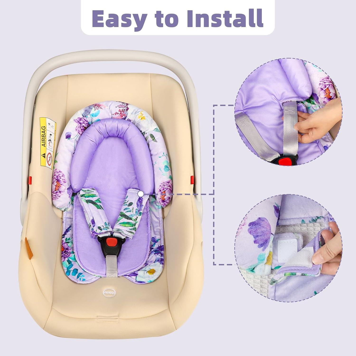 Inserto para Asiento de Auto Bebé CARUILI BW0070 Floral Púrpura