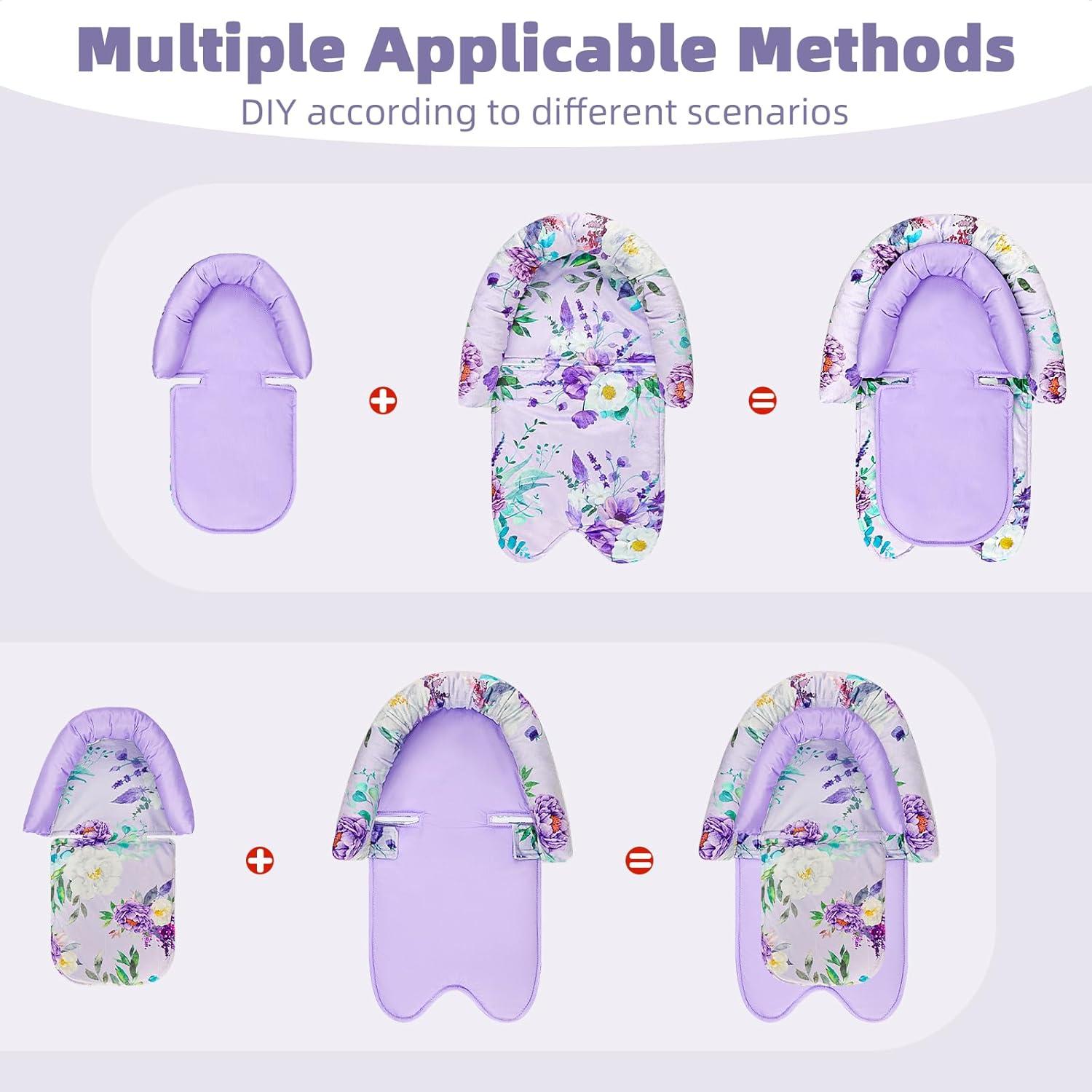 Inserto para Asiento de Auto Bebé CARUILI BW0070 Floral Púrpura