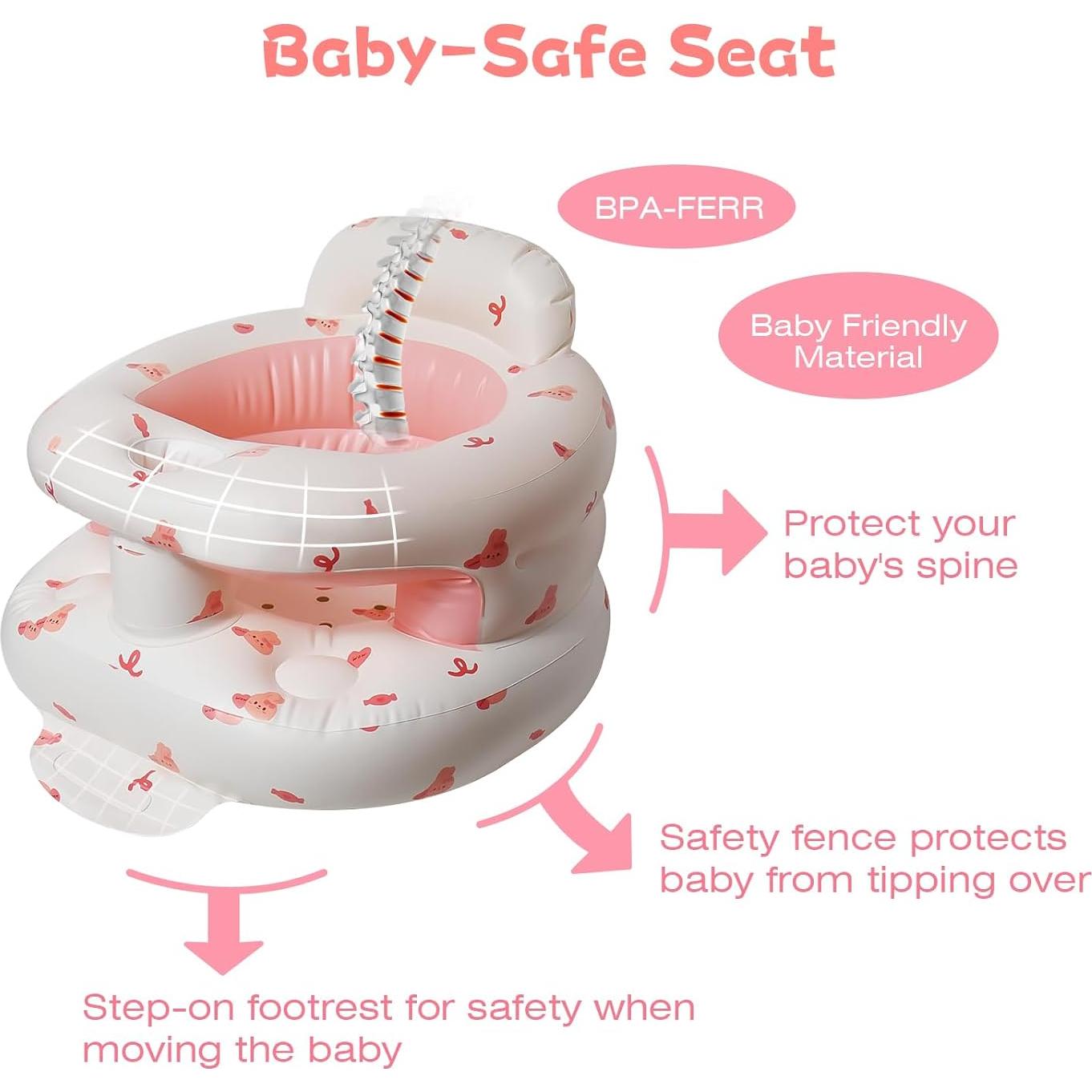 Asiento Inflable para Bebés TDTOK con Bomba y Soporte Espalda