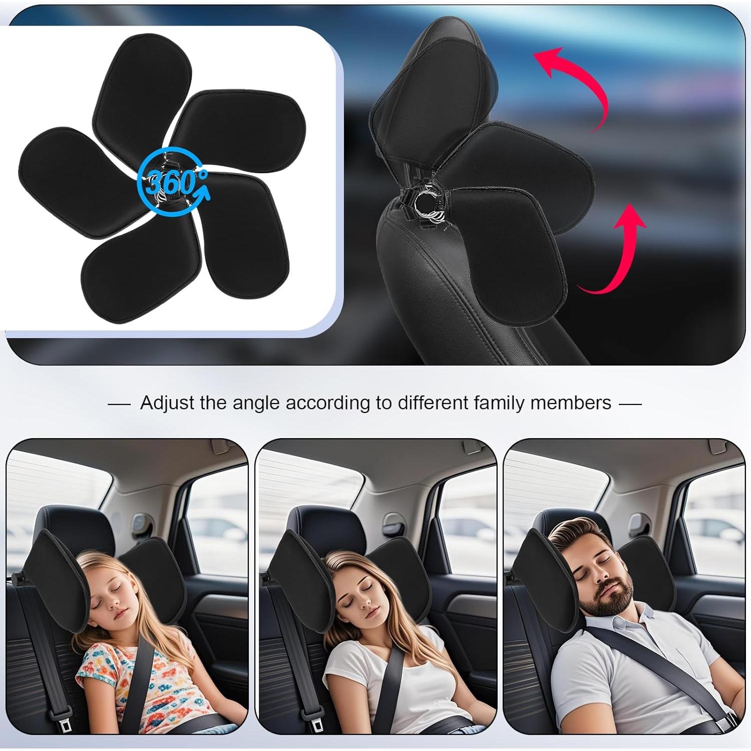 Almohada Reposacabezas Ajustable BBTO para Coche - Soporte 360°