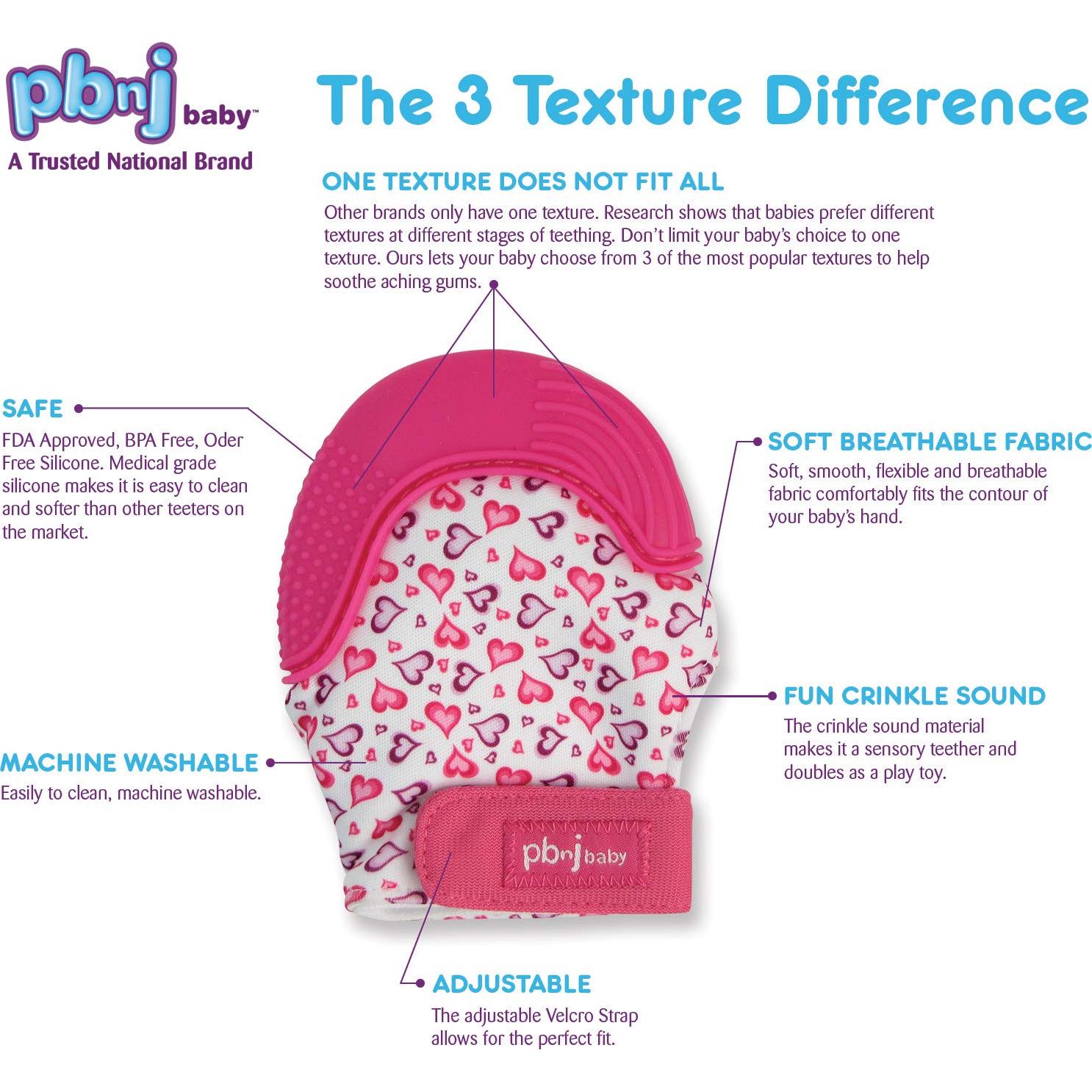 Guante de Silicona PBnJ Teethee para Mordedores Bebés 0-6 Meses