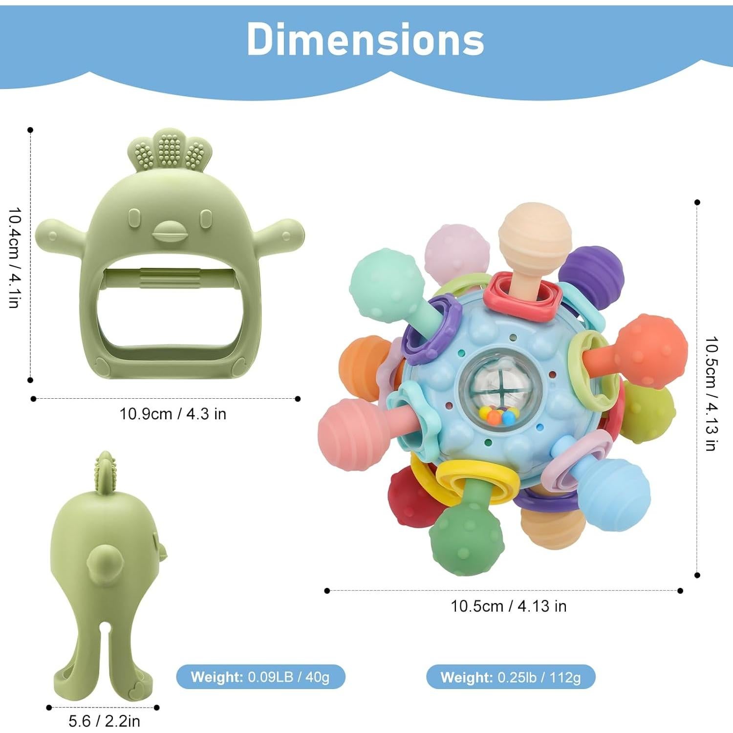 2 Juguetes de Dentición Silicona Grado Alimenticio para Bebés
