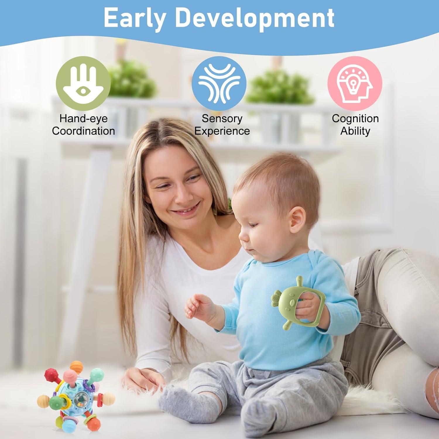 2 Juguetes de Dentición Silicona Grado Alimenticio para Bebés