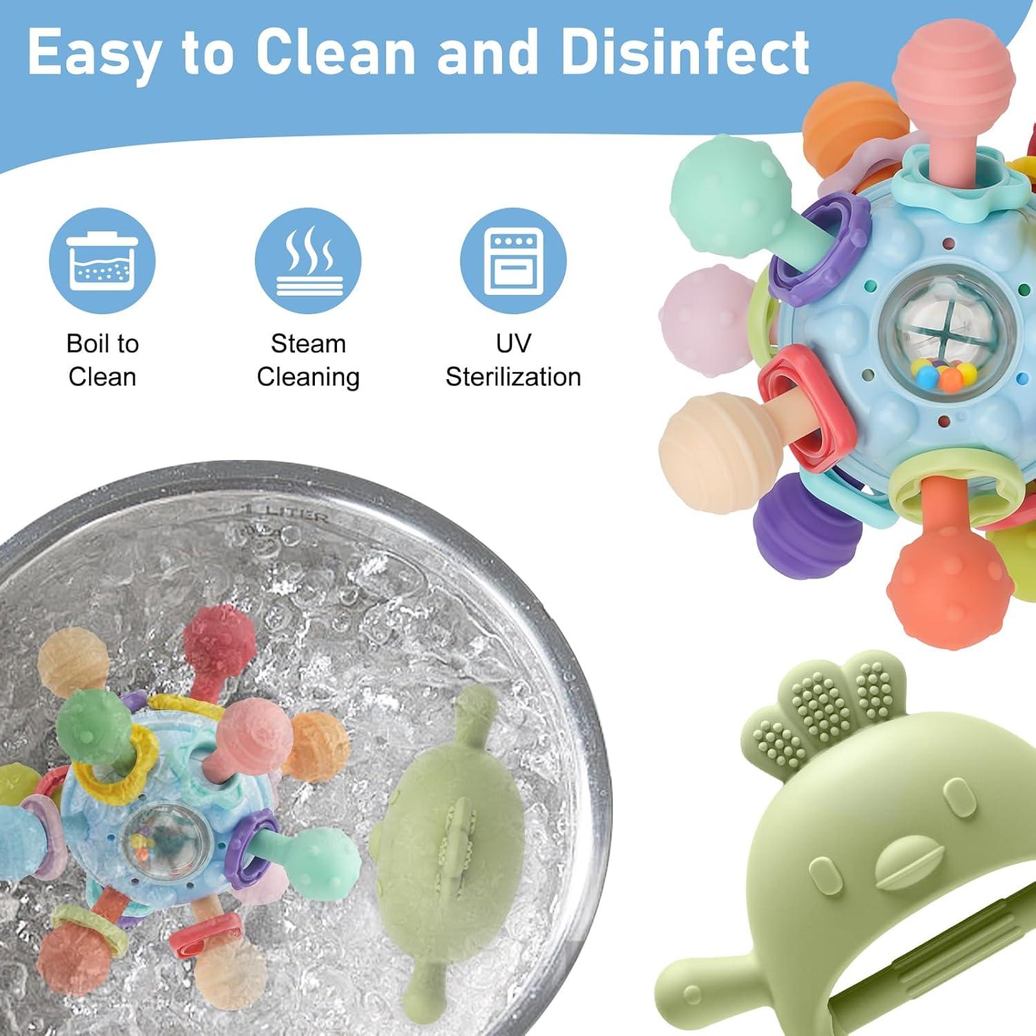 2 Juguetes de Dentición Silicona Grado Alimenticio para Bebés