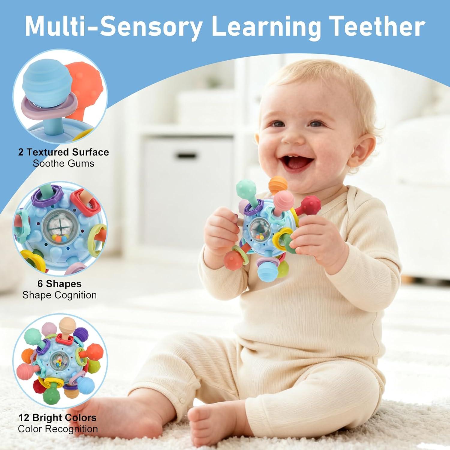 2 Juguetes de Dentición Silicona Grado Alimenticio para Bebés