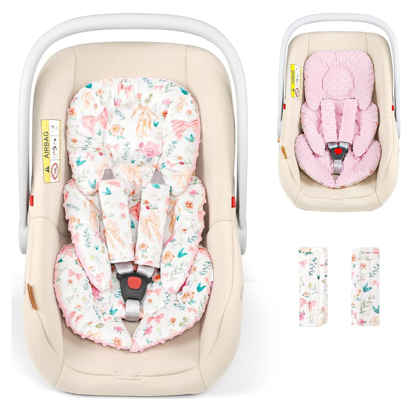 Inserto para asiento de auto GFU bebé lazo rosa acolchado