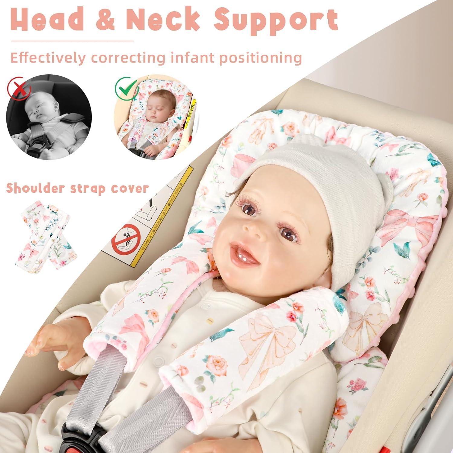 Inserto para asiento de auto GFU bebé lazo rosa acolchado