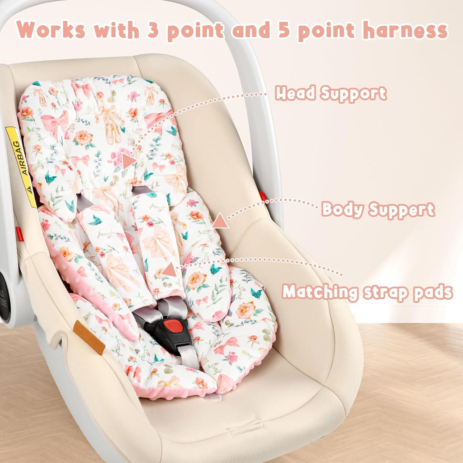 Inserto para asiento de auto GFU bebé lazo rosa acolchado