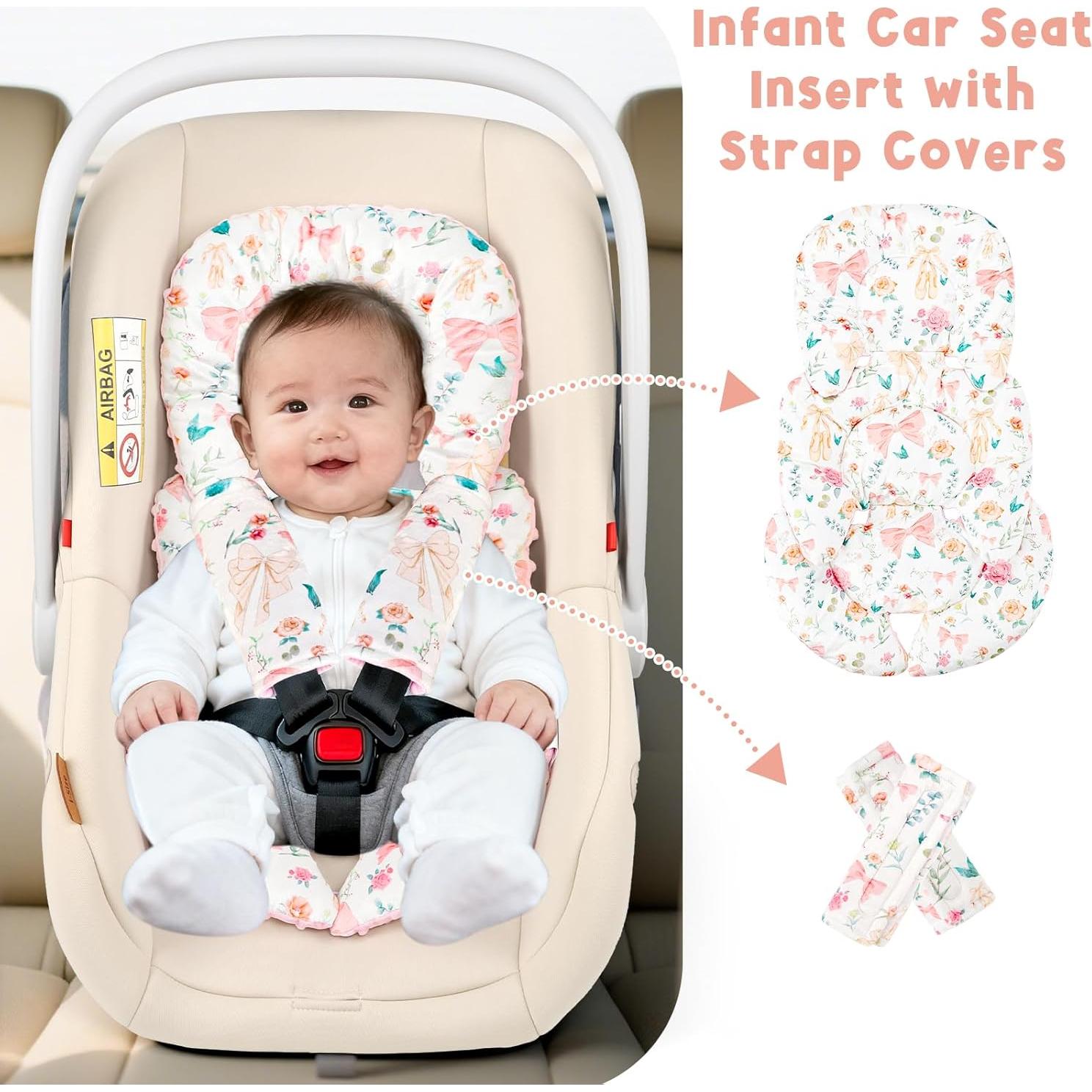 Inserto para asiento de auto GFU bebé lazo rosa acolchado